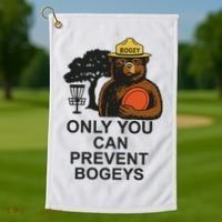 Bogey The Bear Only You Can Prevent Bogeys Disc Golf Golf Towel thumb 1