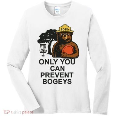 Bogey The Bear Only You Can Prevent Bogeys Disc Golf Women's Long Sleeve Shirt