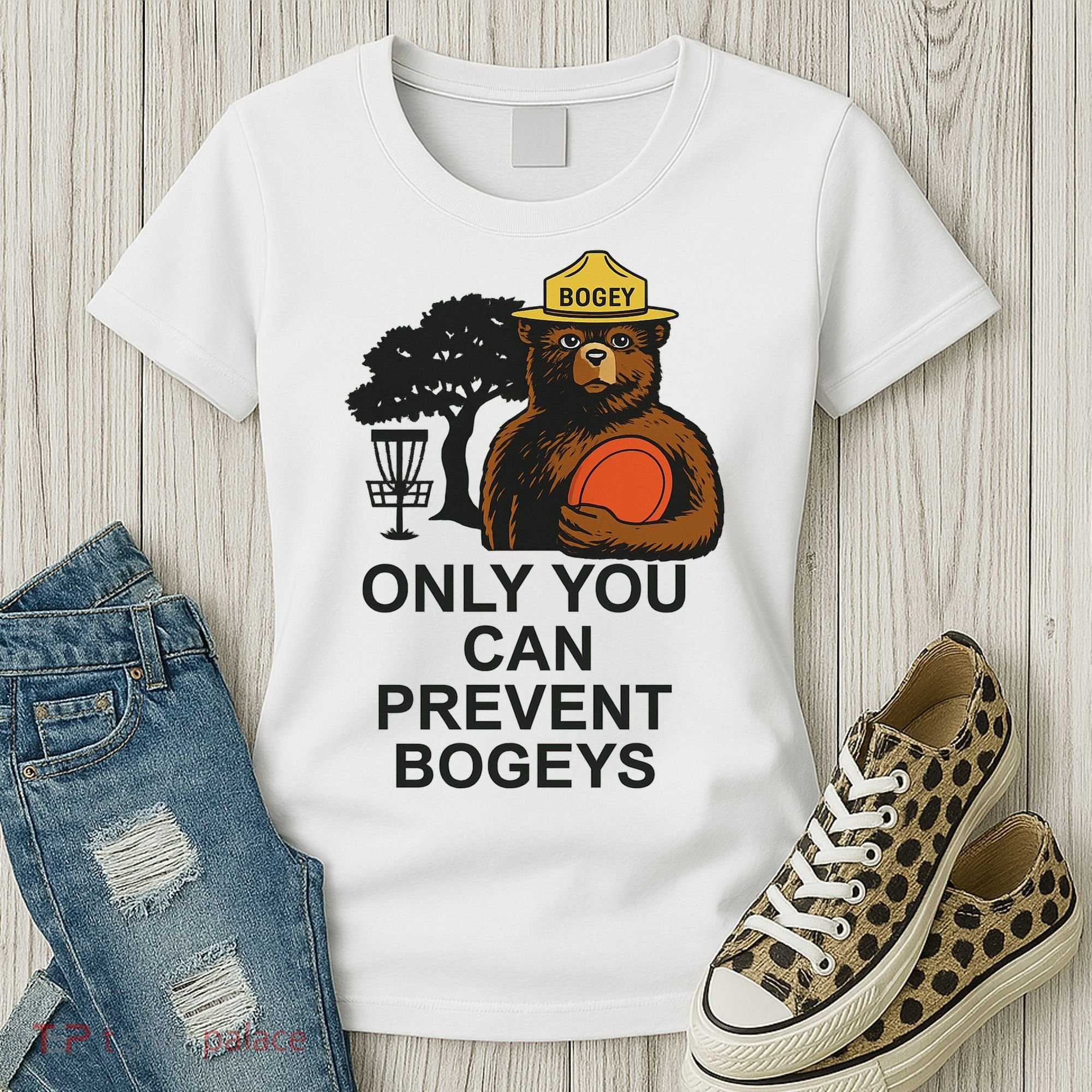 Bogey The Bear Only You Can Prevent Bogeys Disc Golf Women's T-Shirt