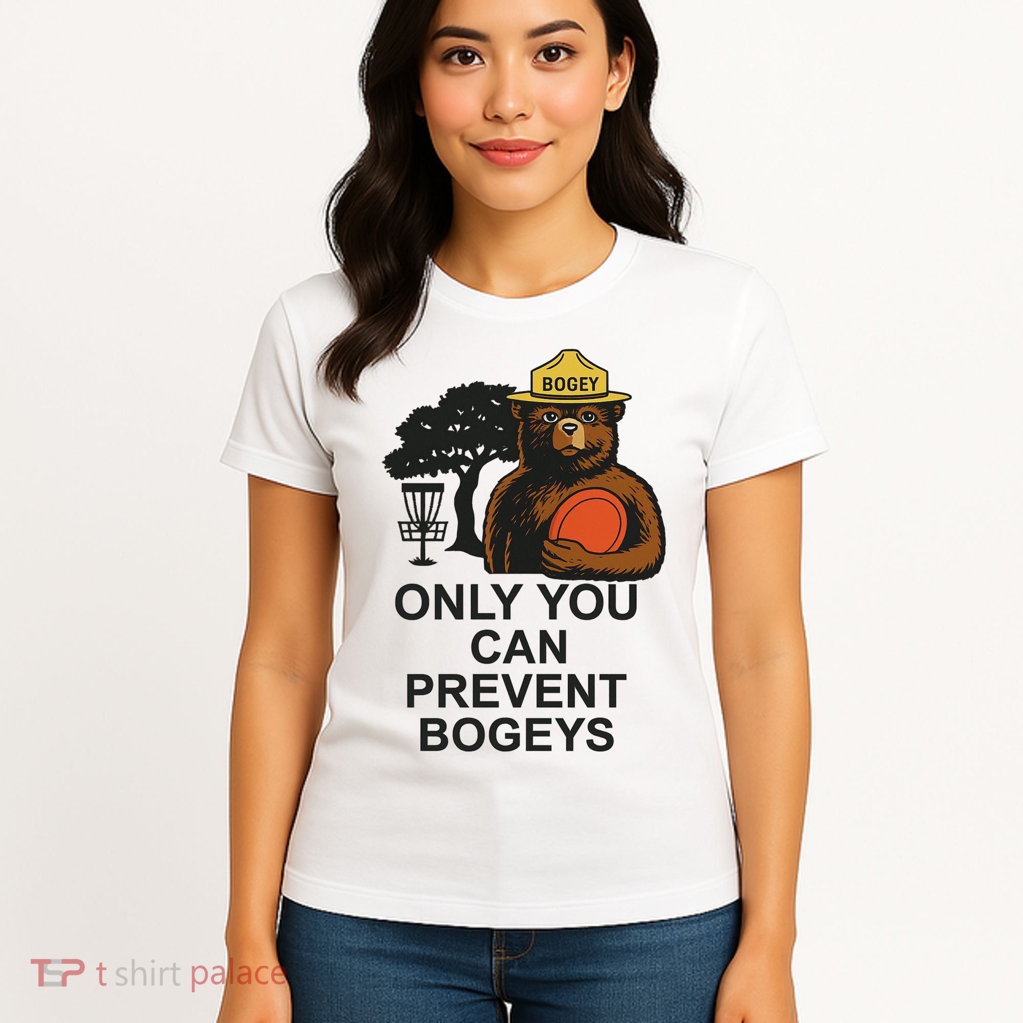 Bogey The Bear Only You Can Prevent Bogeys Disc Golf Women's T-Shirt