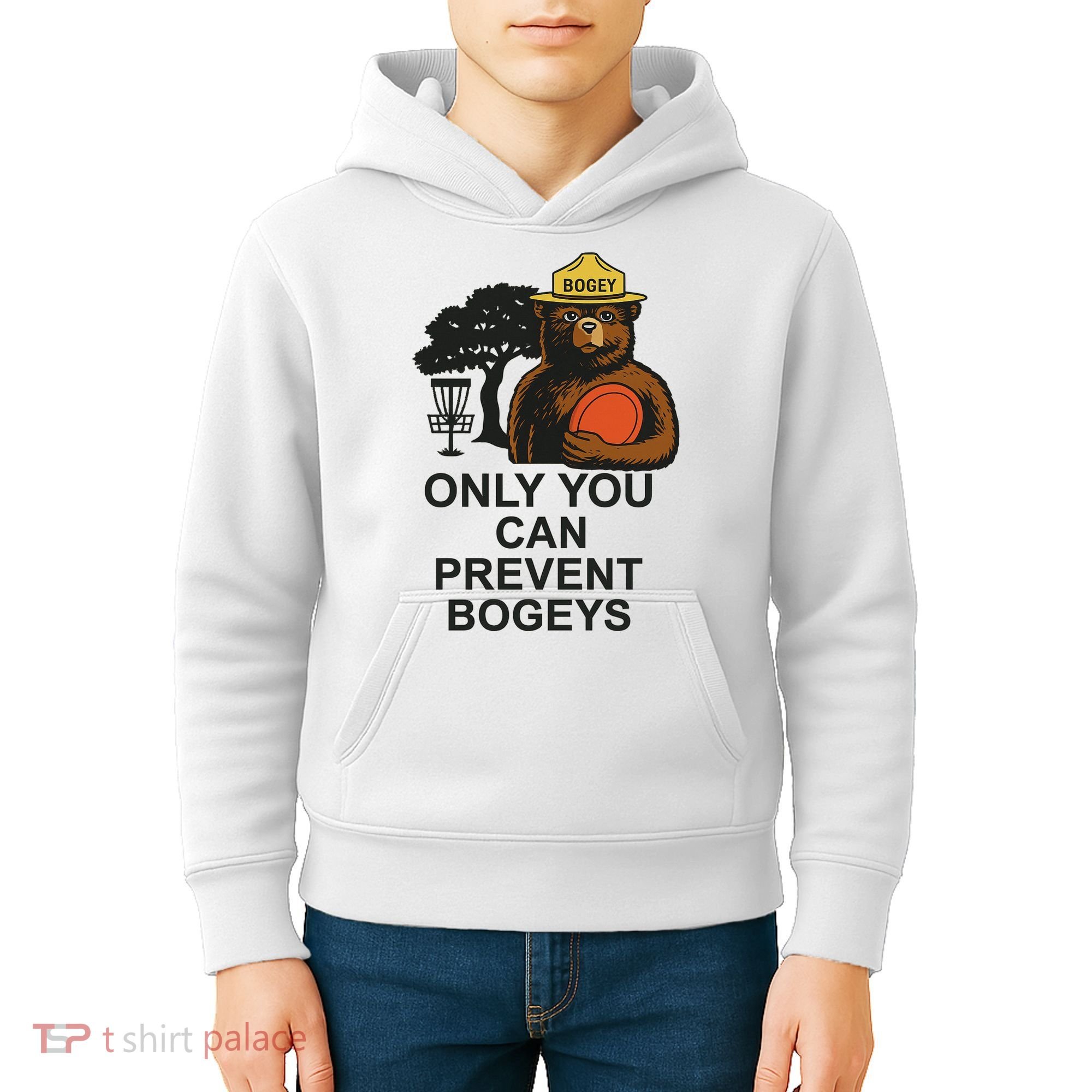 Bogey The Bear Only You Can Prevent Bogeys Disc Golf Kids Hoodie
