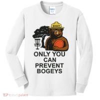 Bogey The Bear Only You Can Prevent Bogeys Disc Golf Kids Long Sleeve Shirt thumb 0