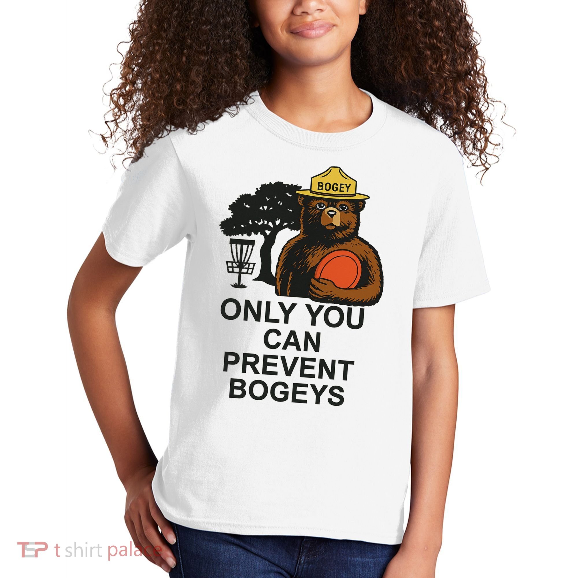 Bogey The Bear Only You Can Prevent Bogeys Disc Golf Kids T-Shirt