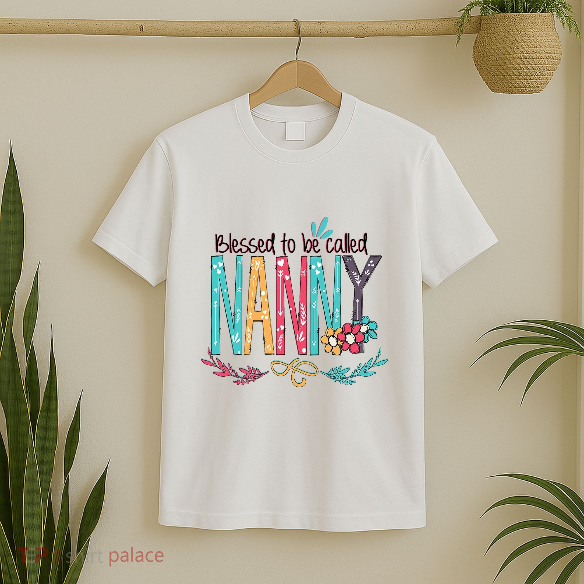 Blessed To Be Called Nanny Colorful Grandma T-Shirt