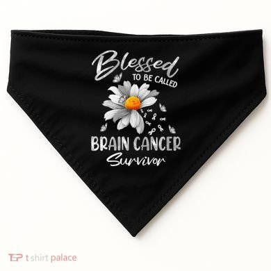 Blessed To Be Called Brain Cancer Survivor Gift USA-Made Doggie Bandana