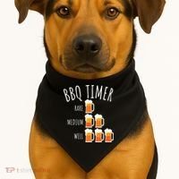 BBQ Timer Beer Drinking Funny Grilling USA-Made Doggie Bandana thumb 1