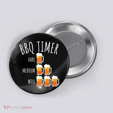 BBQ Timer Beer Drinking Funny Grilling Button