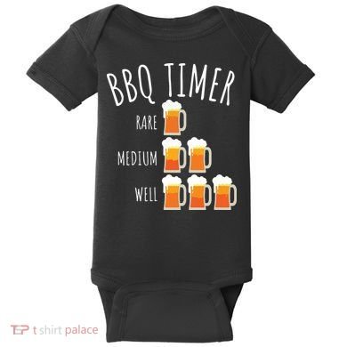 BBQ Timer Beer Drinking Funny Grilling Baby Bodysuit