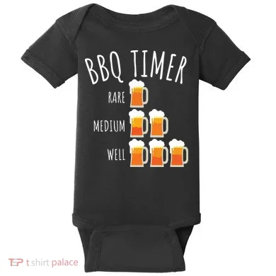 BBQ Timer Beer Drinking Funny Grilling Baby Bodysuit