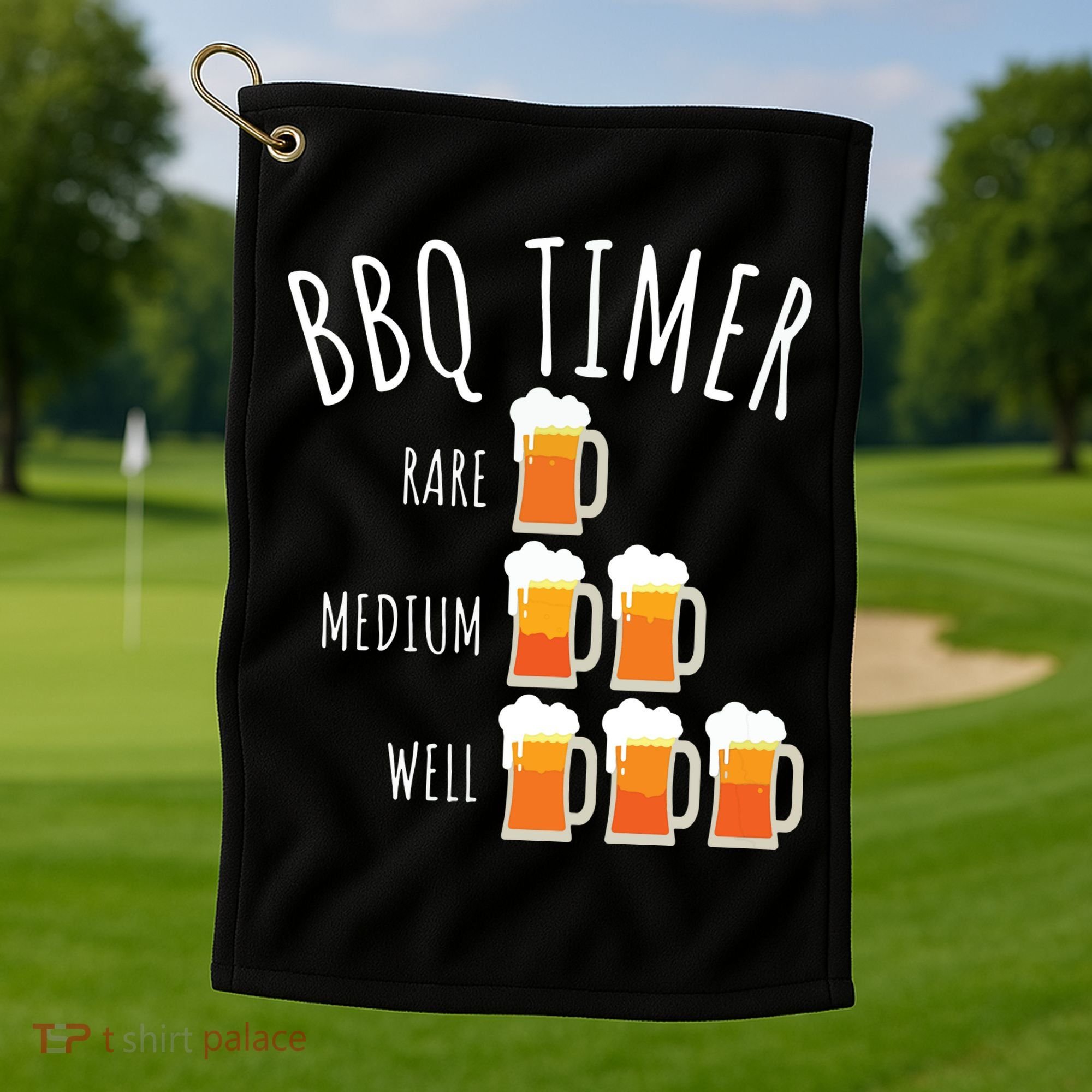 BBQ Timer Beer Drinking Funny Grilling Golf Towel