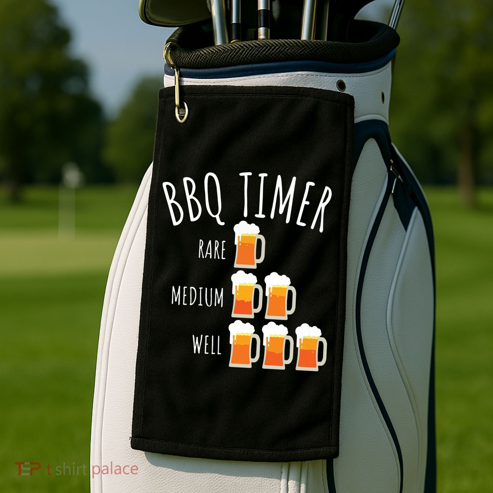 BBQ Timer Beer Drinking Funny Grilling Golf Towel