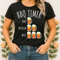BBQ Timer Beer Drinking Funny Grilling Women's T-Shirt thumb 2