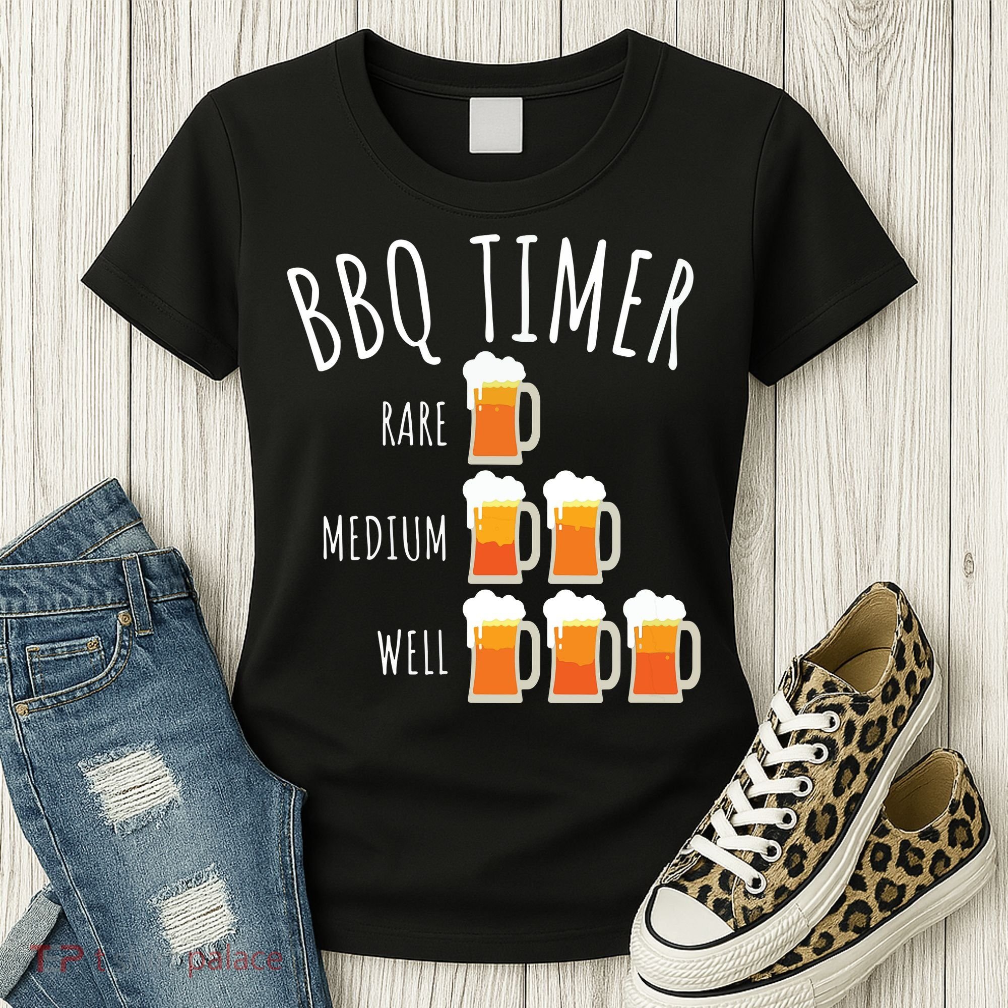 BBQ Timer Beer Drinking Funny Grilling Women's T-Shirt