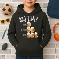 BBQ Timer Beer Drinking Funny Grilling Kids Hoodie thumb 2