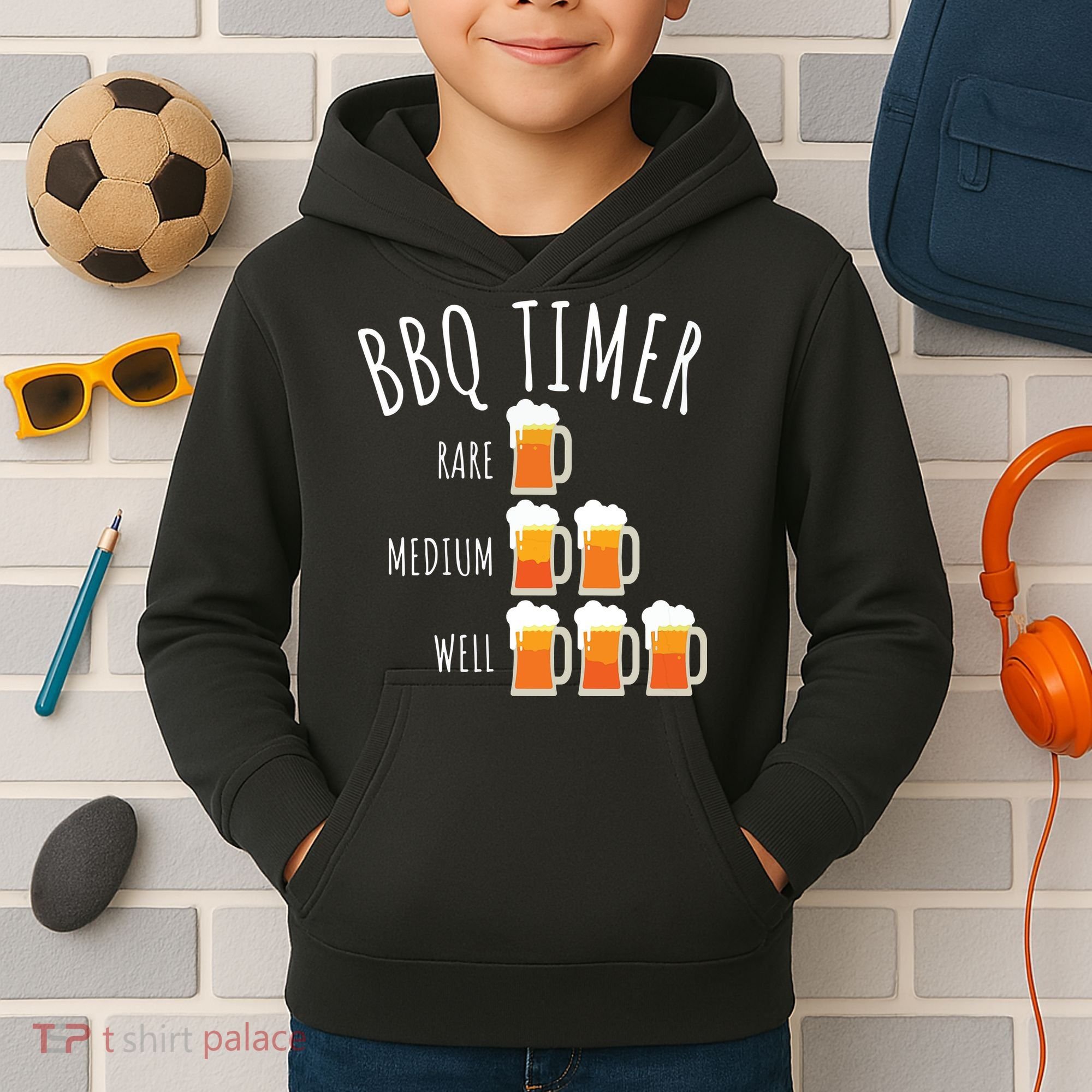 BBQ Timer Beer Drinking Funny Grilling Kids Hoodie