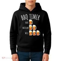BBQ Timer Beer Drinking Funny Grilling Kids Hoodie thumb 4