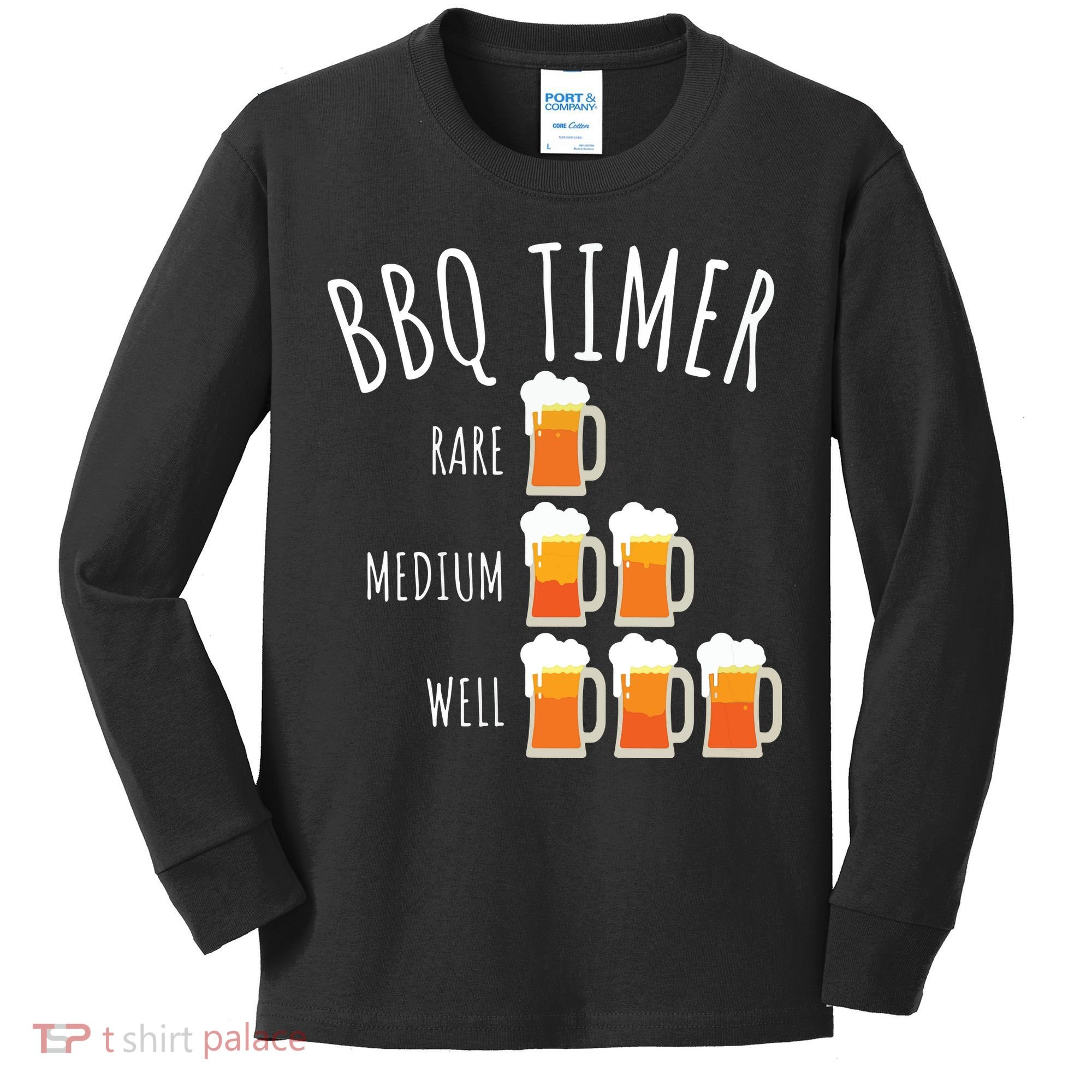 BBQ Timer Beer Drinking Funny Grilling Kids Long Sleeve Shirt