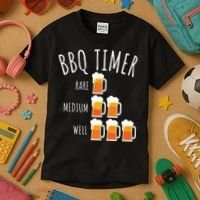 BBQ Timer Beer Drinking Funny Grilling Kids T-Shirt thumb 3