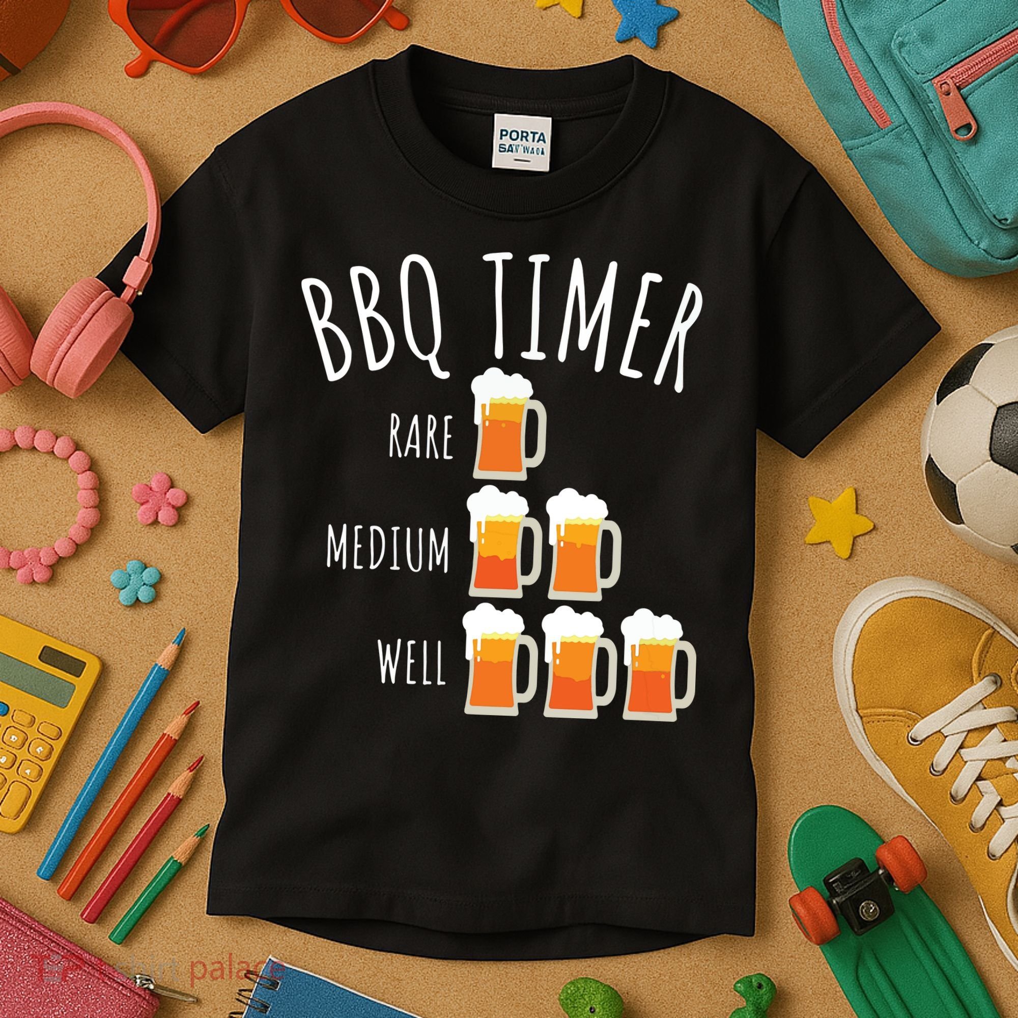 BBQ Timer Beer Drinking Funny Grilling Kids T-Shirt