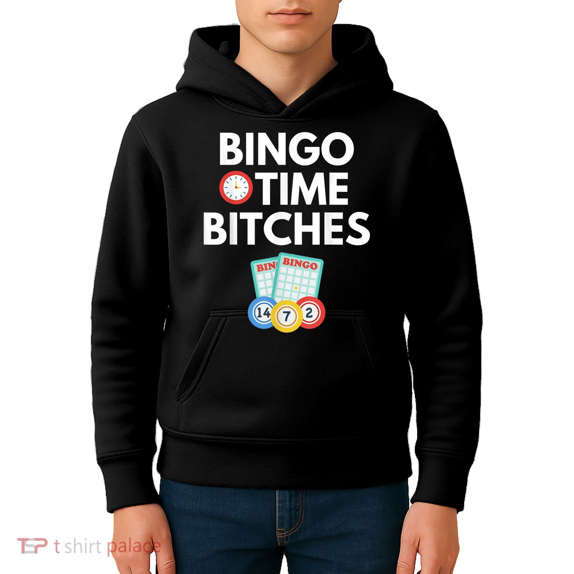 Bingo Time Bitches Funny Bingo Player Game Lover Humor Kids Hoodie
