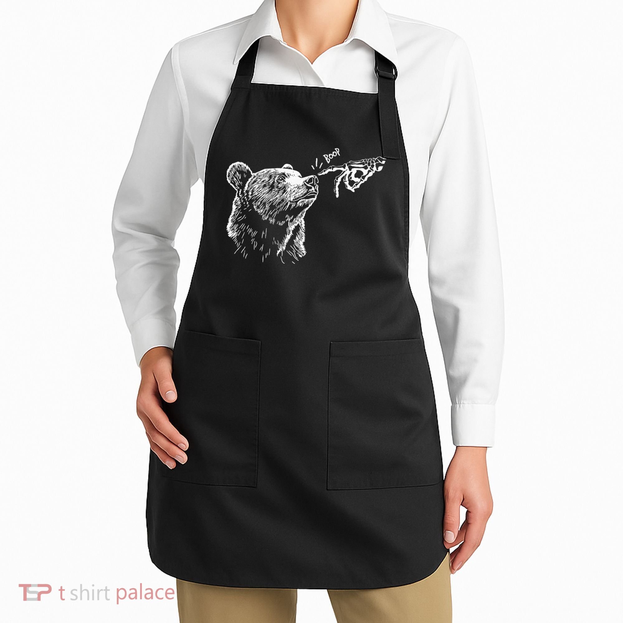 Boop The Bear Meme Black Grizzly Apron