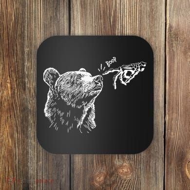 Boop The Bear Meme Black Grizzly Coaster