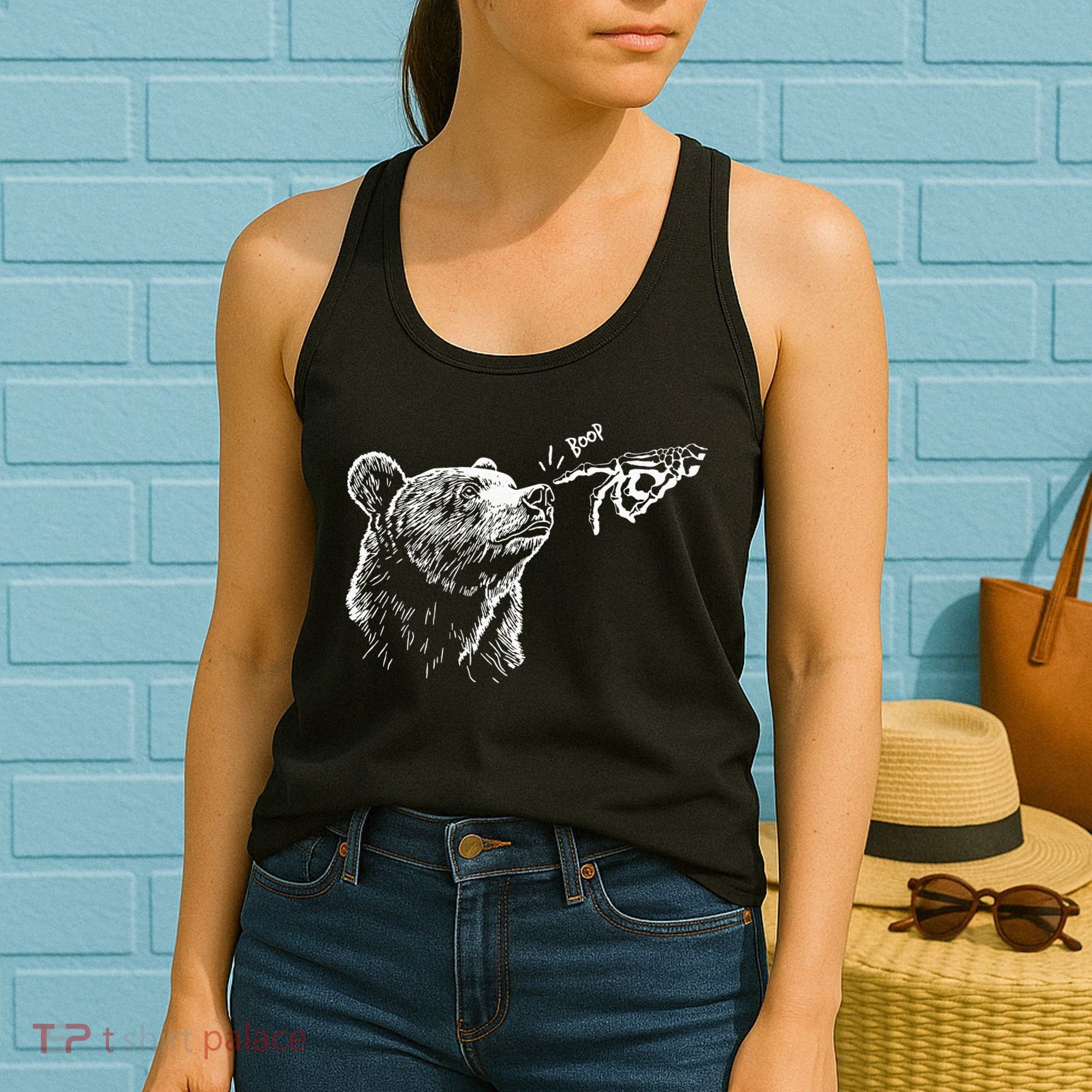 Boop The Bear Meme Black Grizzly Women's Tank Top