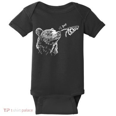 Boop The Bear Meme Black Grizzly Baby Bodysuit