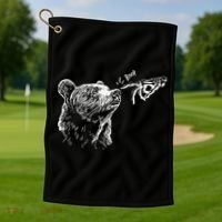 Boop The Bear Meme Black Grizzly Golf Towel thumb 1