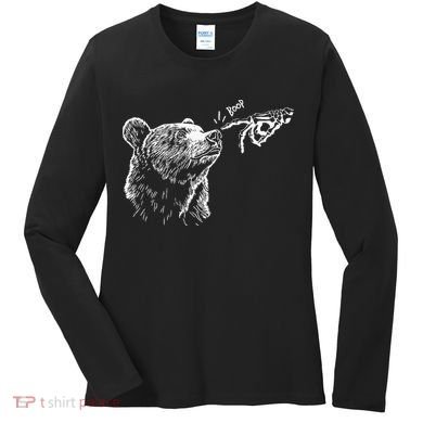 Boop The Bear Meme Black Grizzly Women's Long Sleeve Shirt