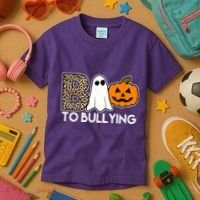 Boo To Bullying Awareness Halloween Kids T-Shirt thumb 3