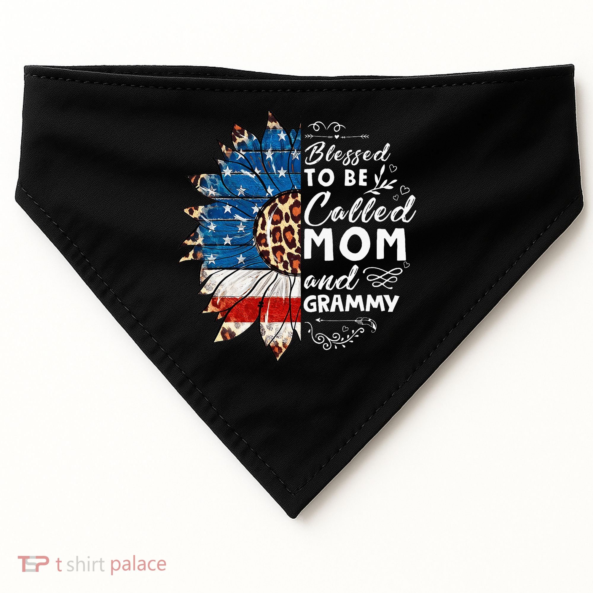 Blessed To Be Called Mom And Grammy Sunflower USA-Made Doggie Bandana