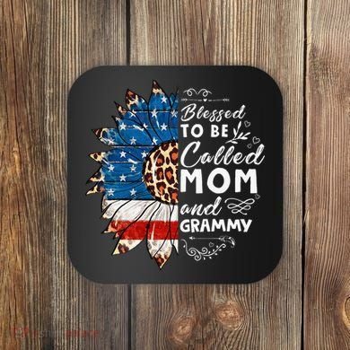 Blessed To Be Called Mom And Grammy Sunflower Coaster