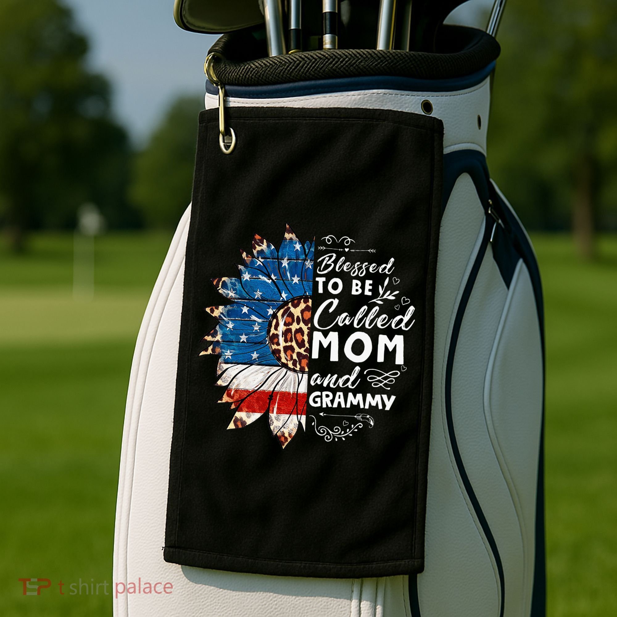 Blessed To Be Called Mom And Grammy Sunflower Golf Towel