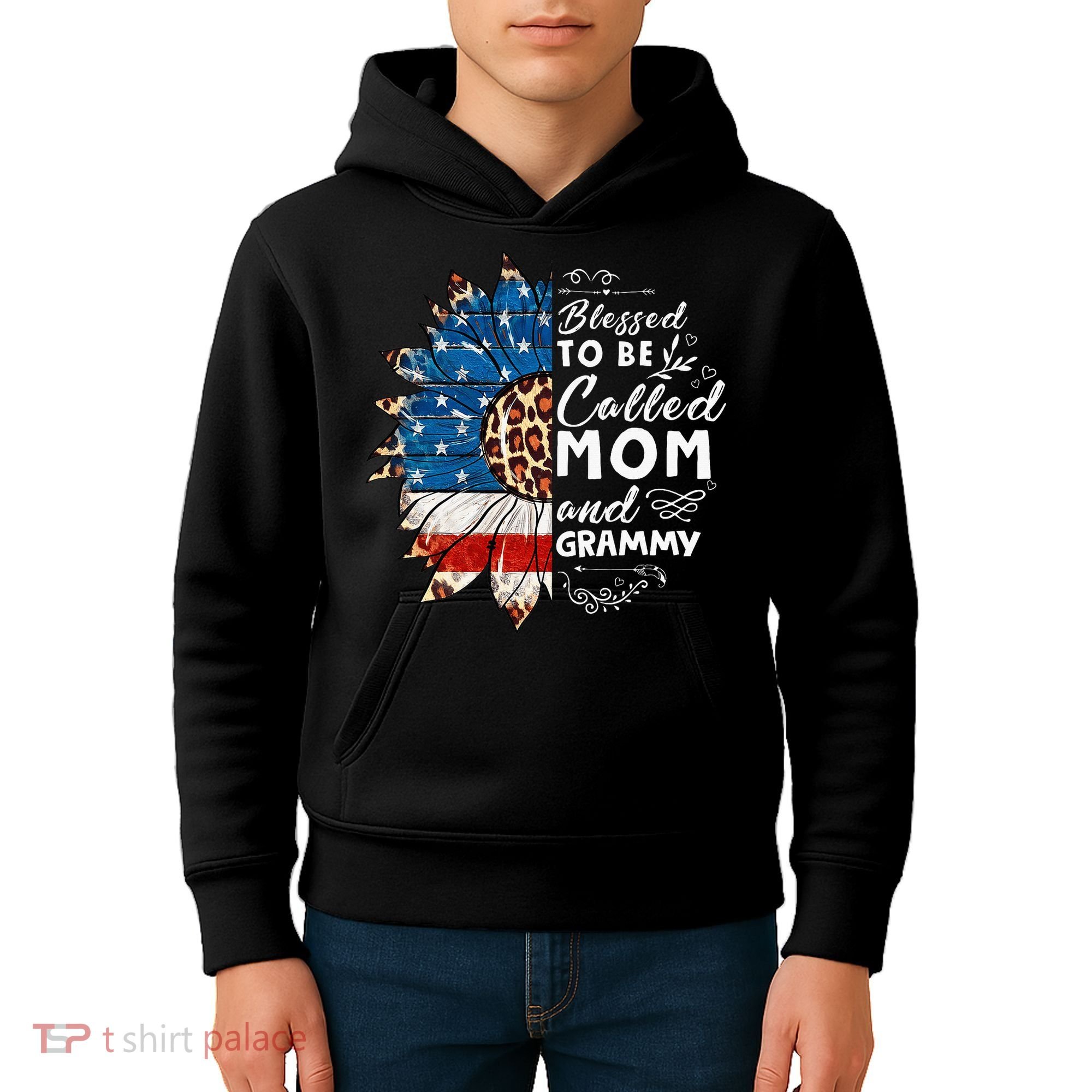 Blessed To Be Called Mom And Grammy Sunflower Kids Hoodie