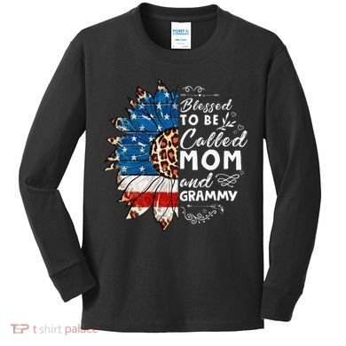 Blessed To Be Called Mom And Grammy Sunflower Kids Long Sleeve Shirt