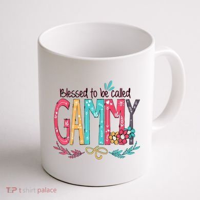 Blessed To Be Called Gammy Colorful Grandma Coffee Mug back