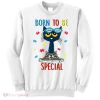 Born To Be Special Autism Awareness Autism Heart Autism Cool Cat Sweatshirt thumb 0