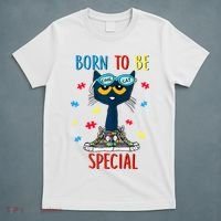 Born To Be Special Autism Awareness Autism Heart Autism Cool Cat T-Shirt thumb 5