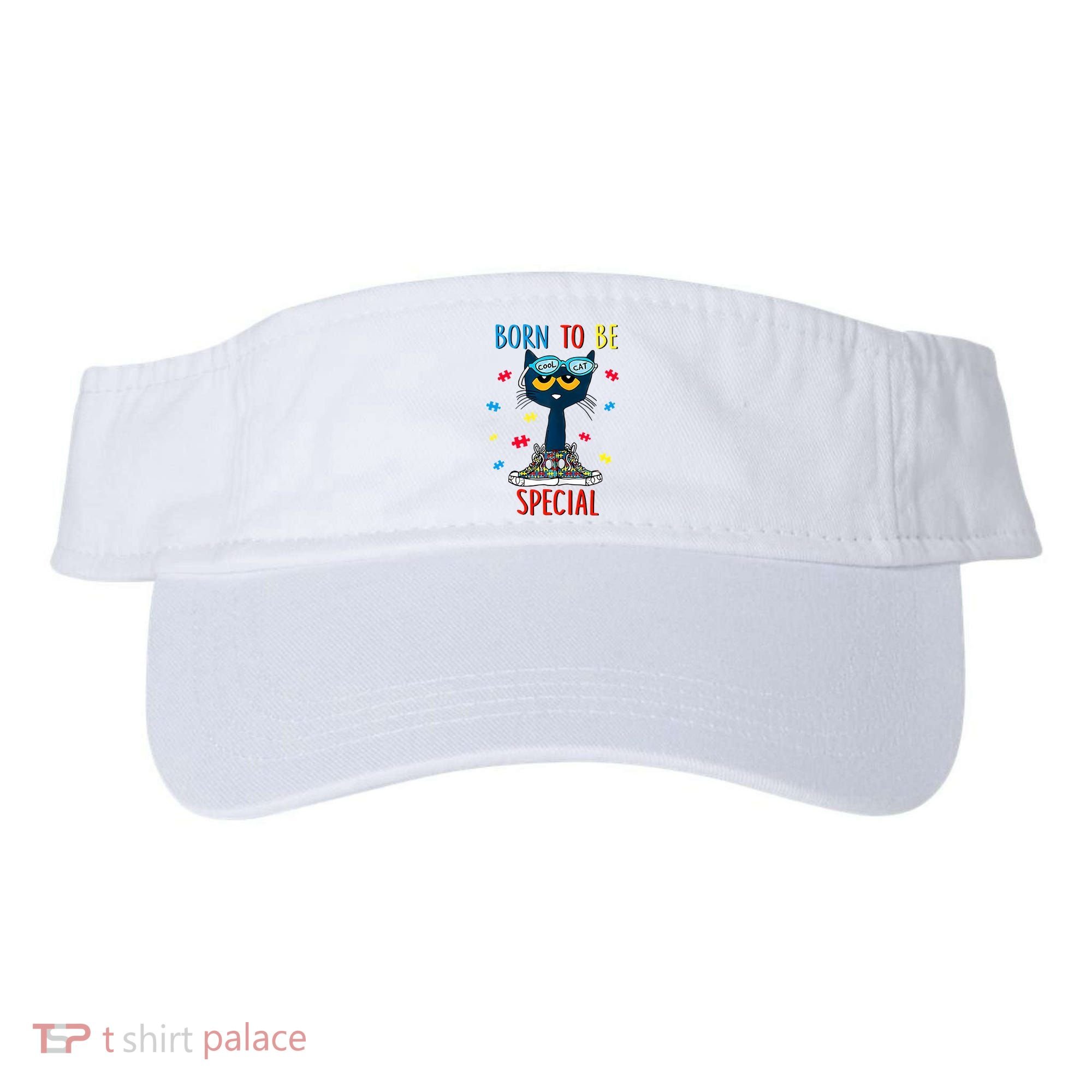 Born To Be Special Autism Awareness Autism Heart Autism Cool Cat Visor