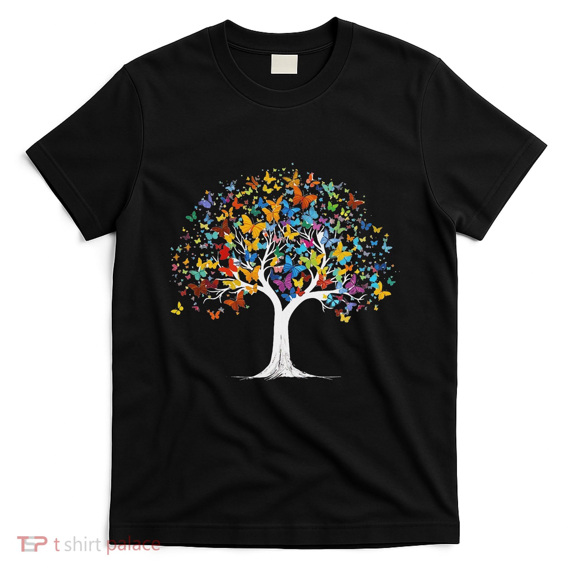 Butterfly Tree Beautiful Butterflies Garden Colorful T-Shirt