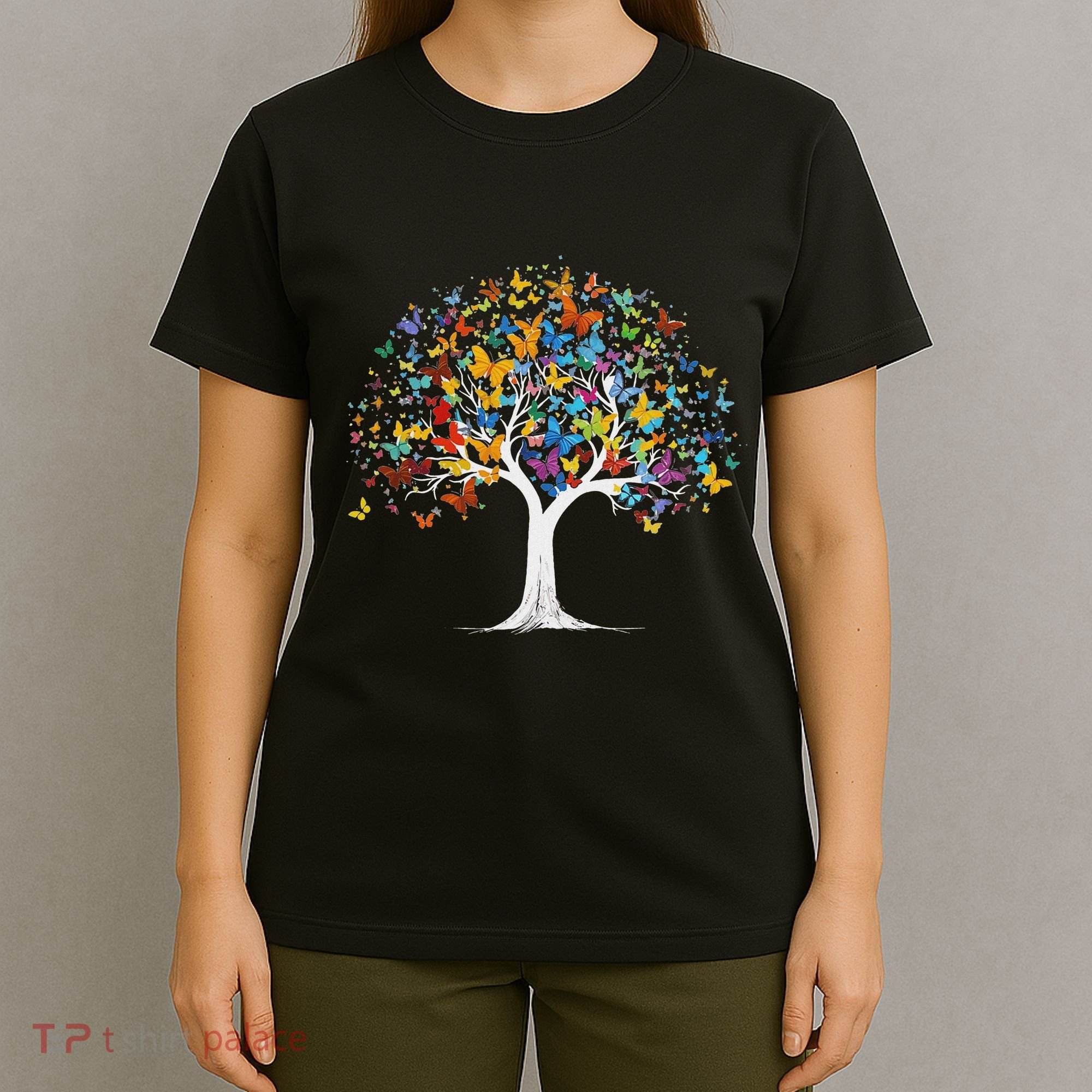 Butterfly Tree Beautiful Butterflies Garden Colorful T-Shirt