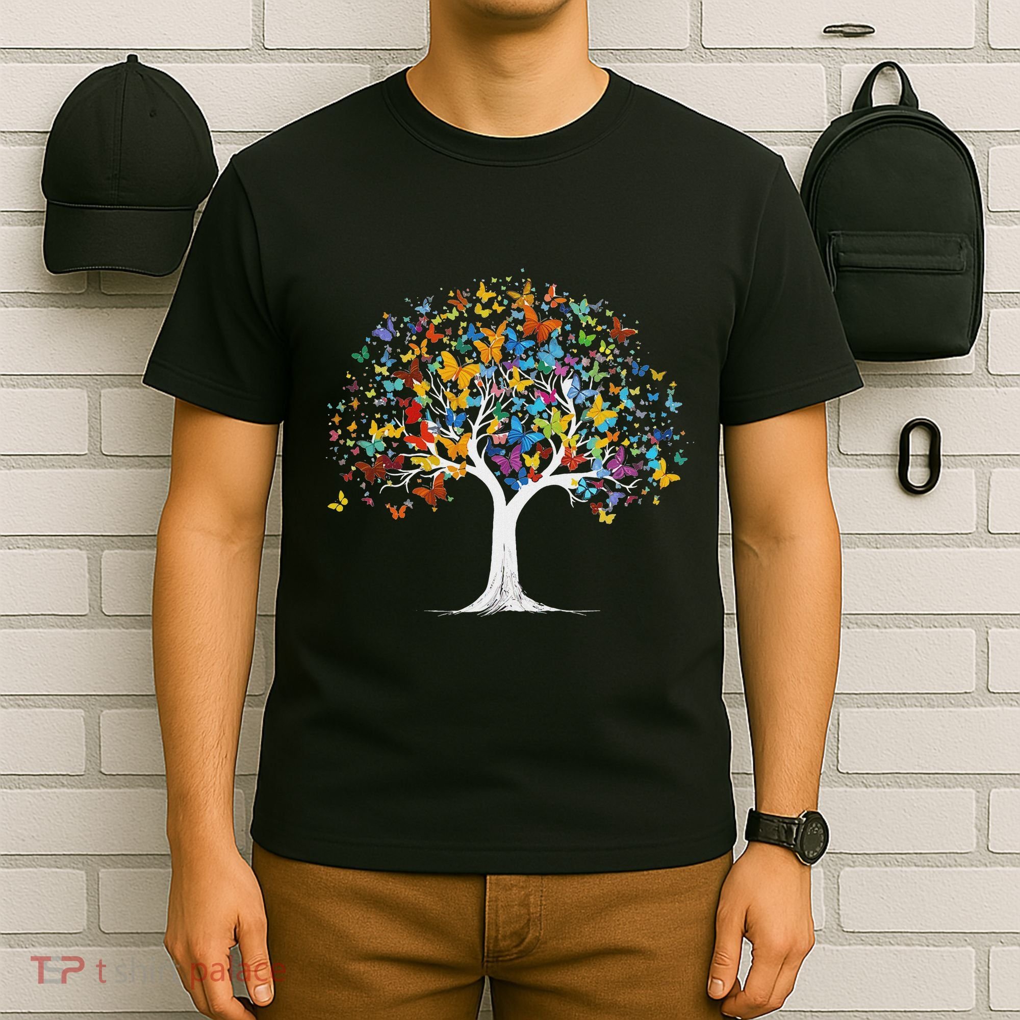 Butterfly Tree Beautiful Butterflies Garden Colorful T-Shirt
