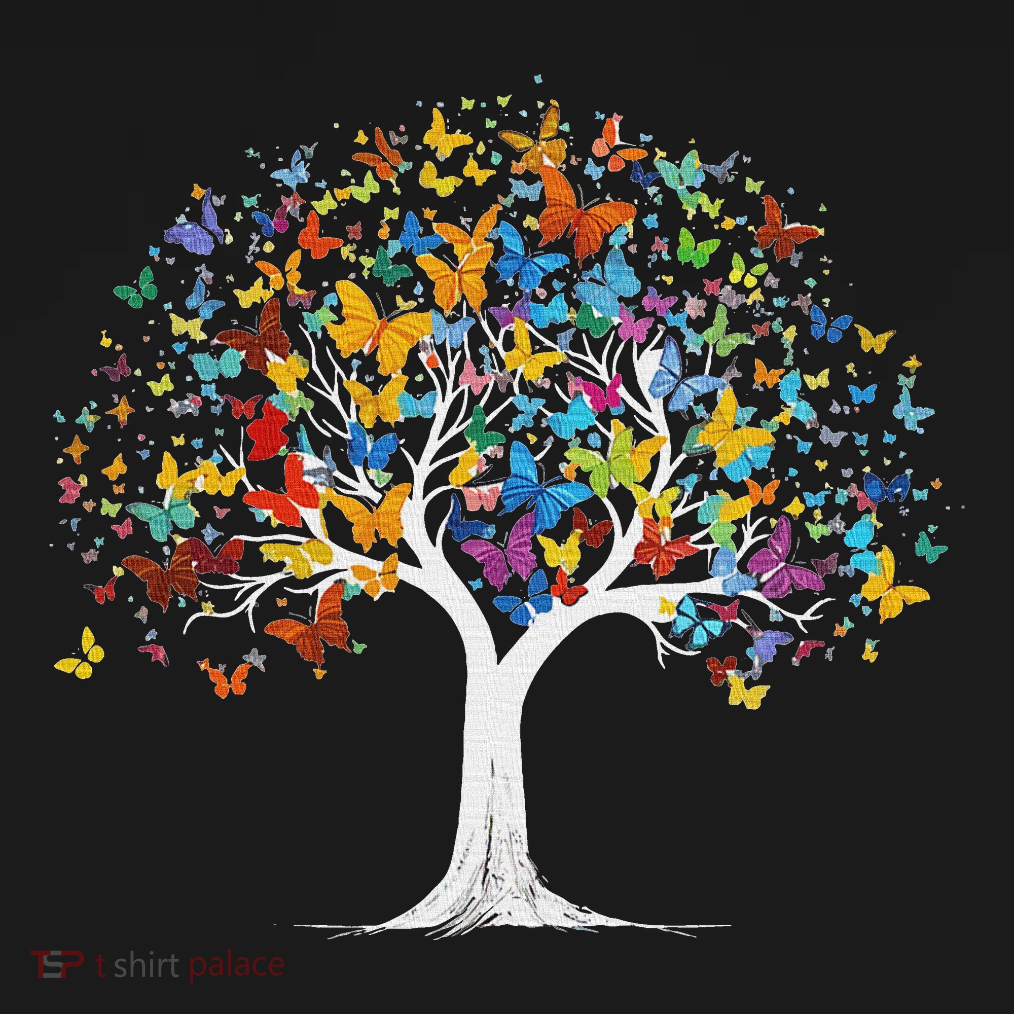 Butterfly Tree Beautiful Butterflies Garden Colorful T-Shirt