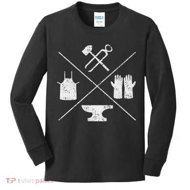 Blacksmithy Tools Blacksmithing Forging Blacksmith Kids Long Sleeve Shirt