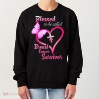 Blessed To Be Called Breast Cancer Survivor Butterfly Heart Women's Sweatshirt thumb 0