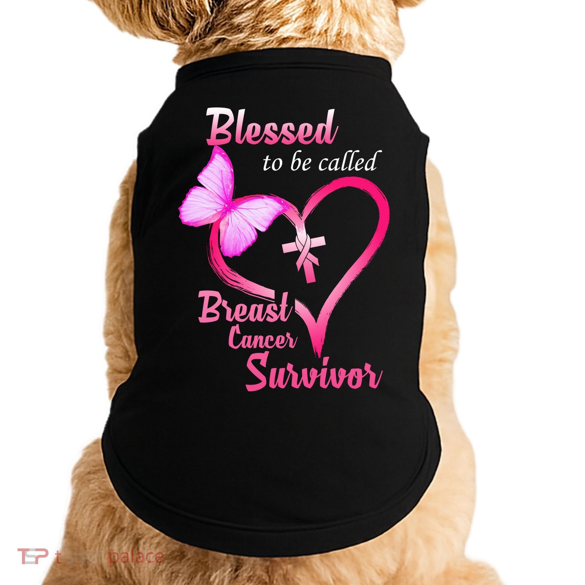 Blessed To Be Called Breast Cancer Survivor Butterfly Heart Doggie Tank