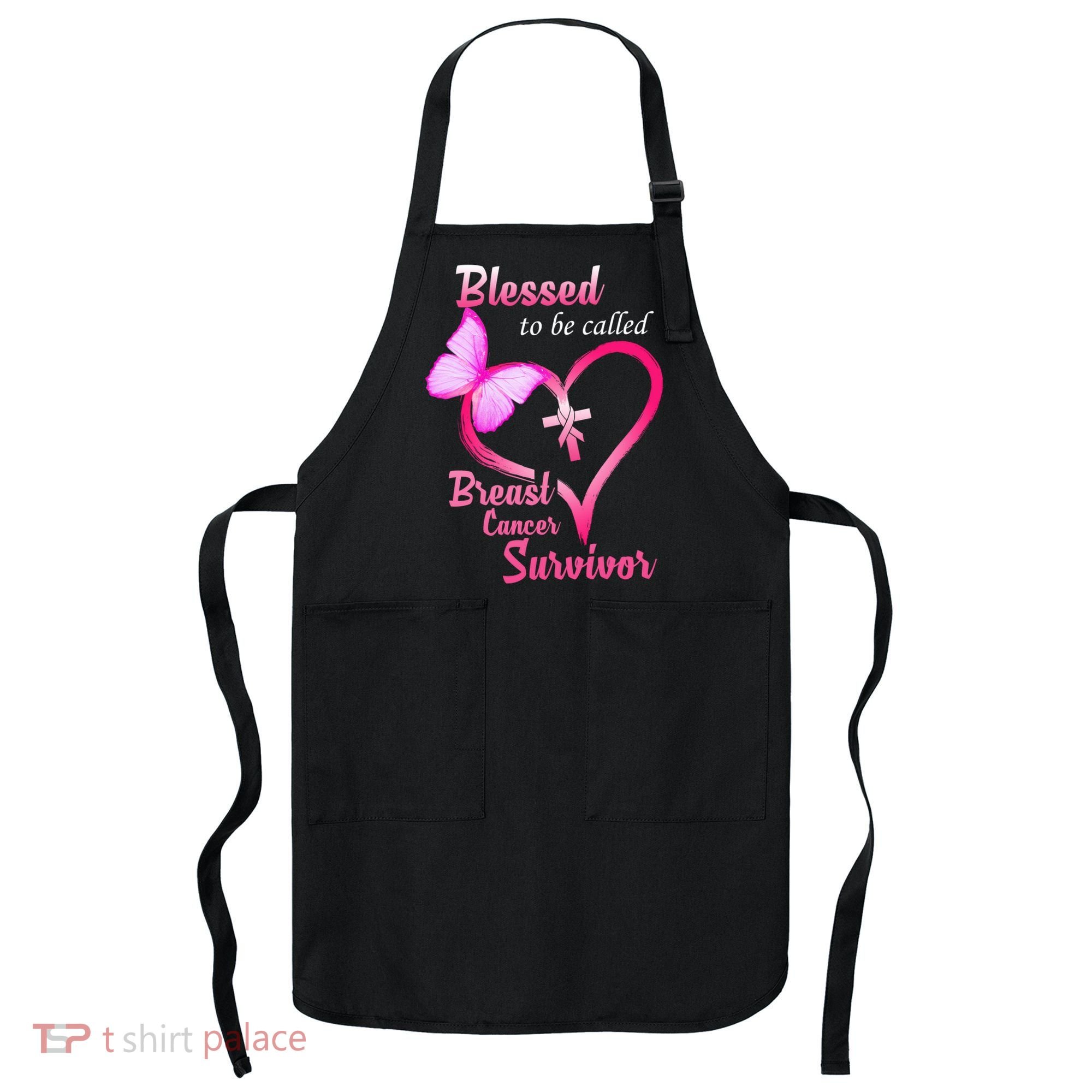 Blessed To Be Called Breast Cancer Survivor Butterfly Heart Apron