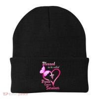 Blessed To Be Called Breast Cancer Survivor Butterfly Heart Beanie thumb 0