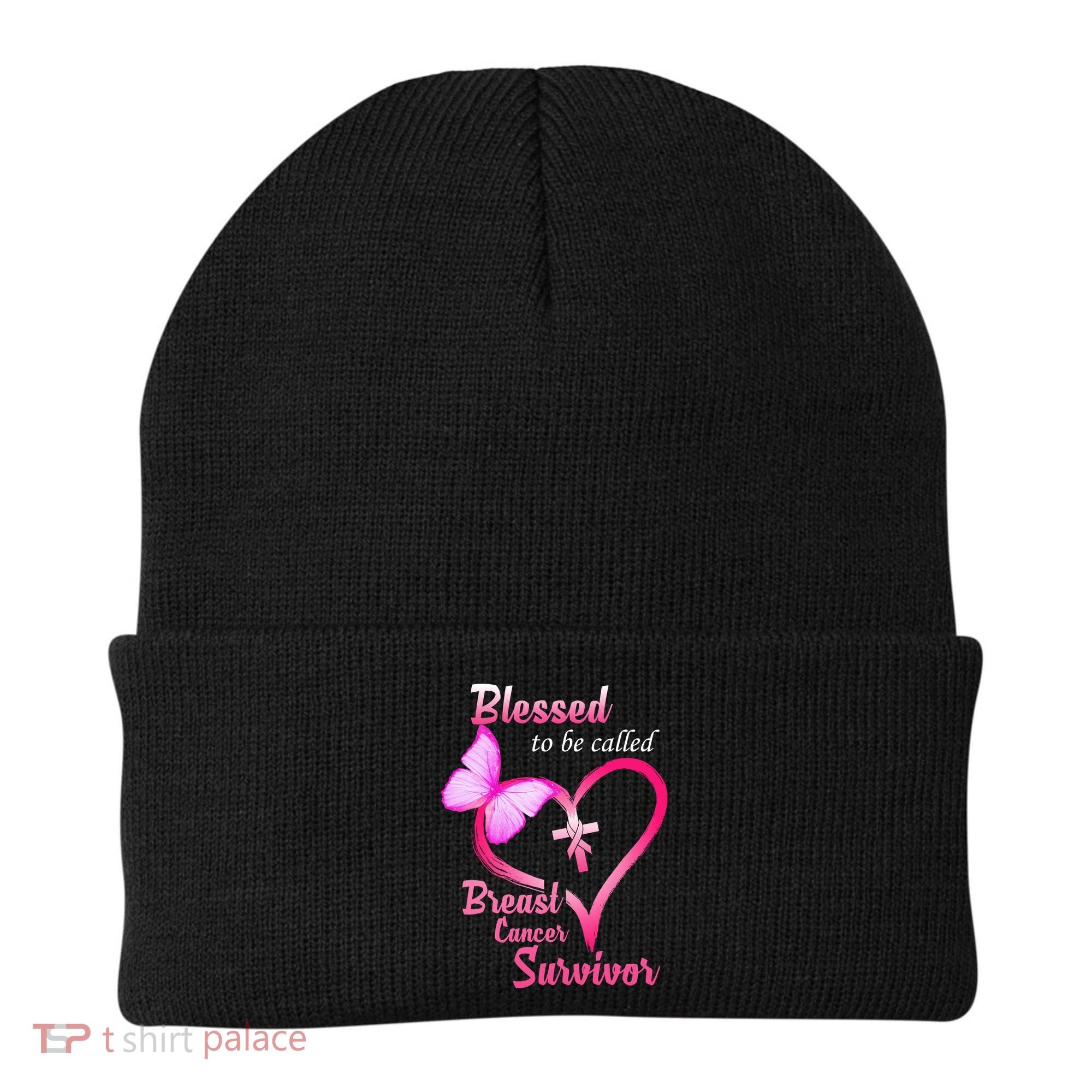 Blessed To Be Called Breast Cancer Survivor Butterfly Heart Beanie